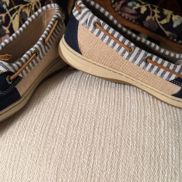 Sperry Women's Striped Navy and Tan Loafers - Picture 3 of 4